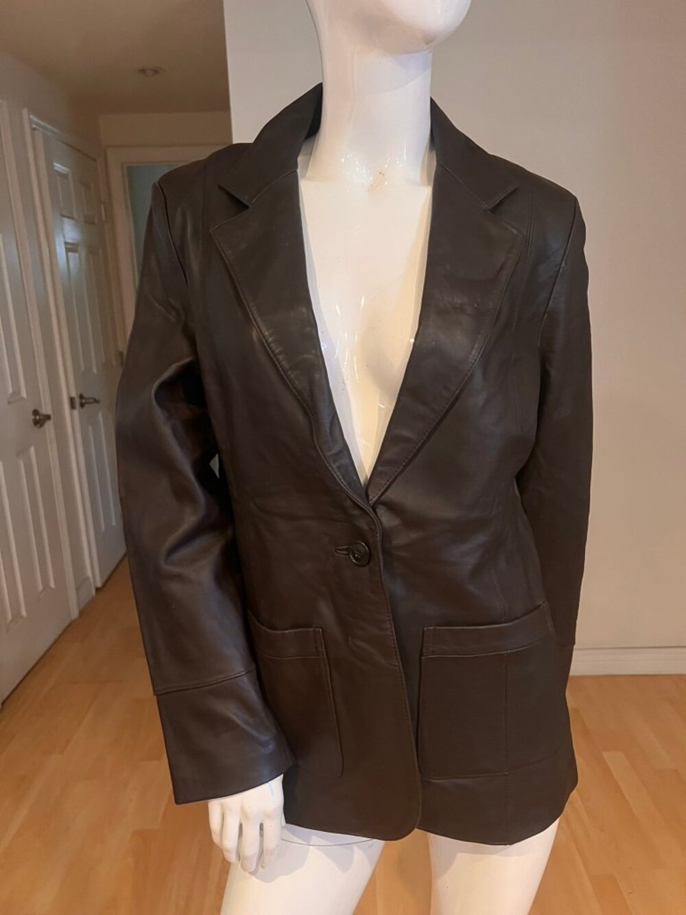 Y2K VINTAGE 90'S COLE HAAN BROWN LAMB LEATHER BLAZER JACKET SZ XL XLARGE